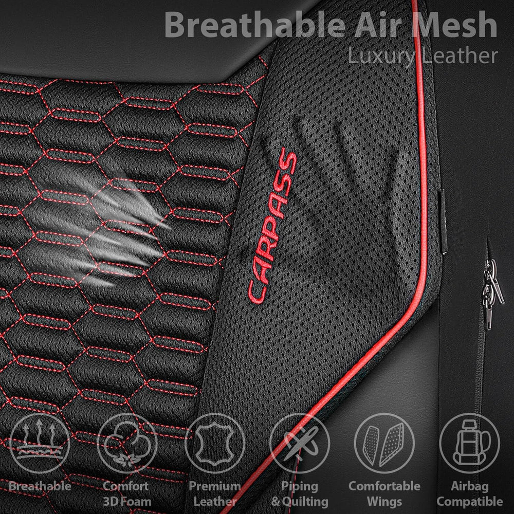 CAR PASS 3D Foam Mesh Leather Car Seat Covers Full Set,Breathable Mesh Faux L...