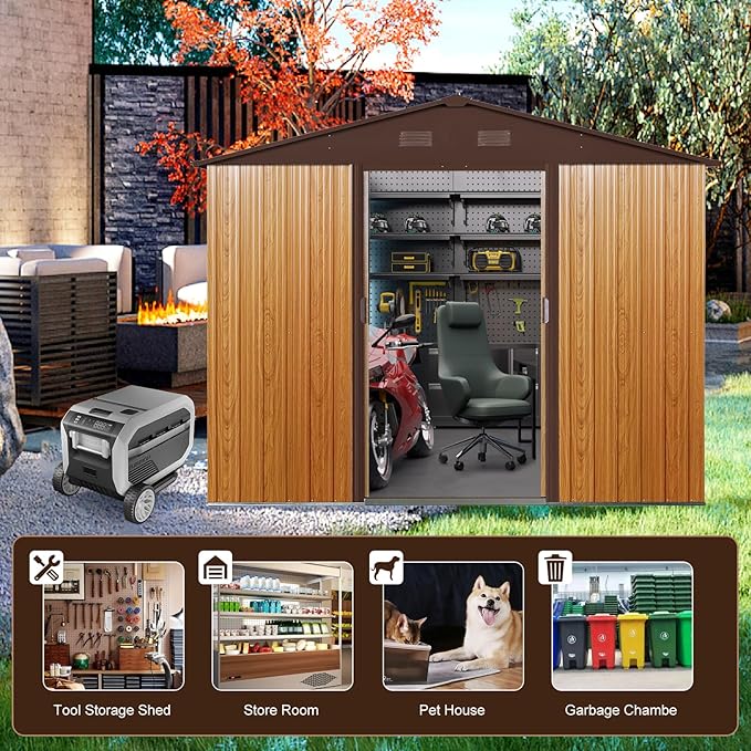 8x6 FT Outdoor Storage Shed, Metal Shed - Image 6
