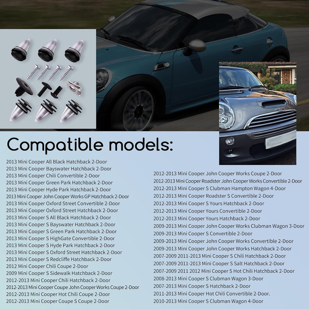 XTPTFABS 51132757697 Hood Scoop Mounting Kit Compatible with MINI Cooper 2007-2013 R56 S,2008-2015 R55 S Clubman,2009-2015 R57 S,Convertible 2011-2015 R58 S Coupe,2011-2015 R59 S Roadster