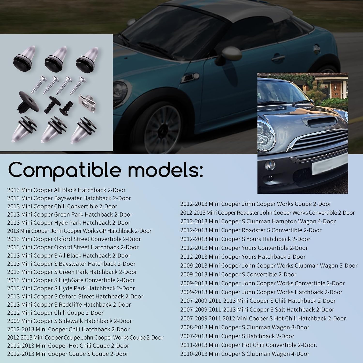 XTPTFABS 51132757697 Hood Scoop Mounting Kit Compatible with MINI Cooper 2007-2013 R56 S,2008-2015 R55 S Clubman,2009-2015 R57 S,Convertible 2011-2015 R58 S Coupe,2011-2015 R59 S Roadster