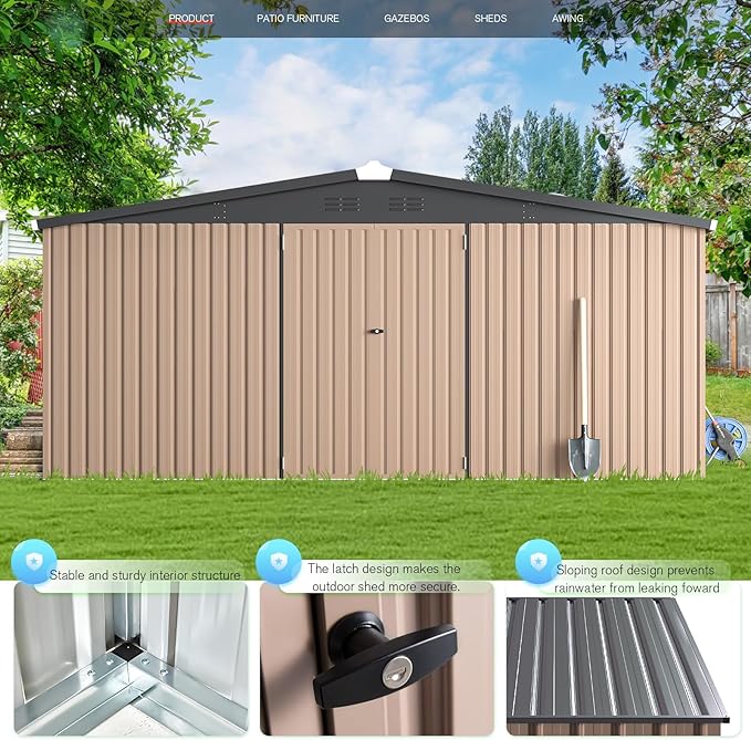 U-MAX Storage Shed 14x12 Outdoor Shed, Large Metal Outside Storage Garden Sheds - Image 7