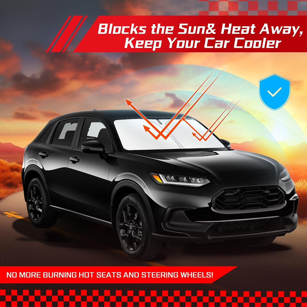 ARISMOTOR Windshield Sun Shade for Honda HRV HR-V 2023-2026 2027 | Custom Fit, Foldable Front Window Sunshade Sun Visor Protector, Block UV Rays, Keep Car Cooler
