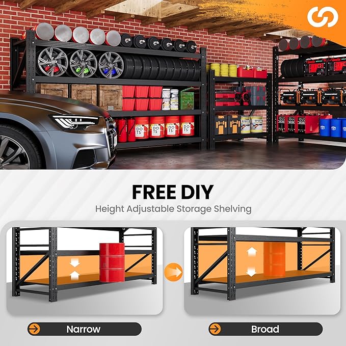 68” W Metal Shelf Heavy Duty, 8000LBS Metal Garage Shelving Units, 4 Tier - Image 4