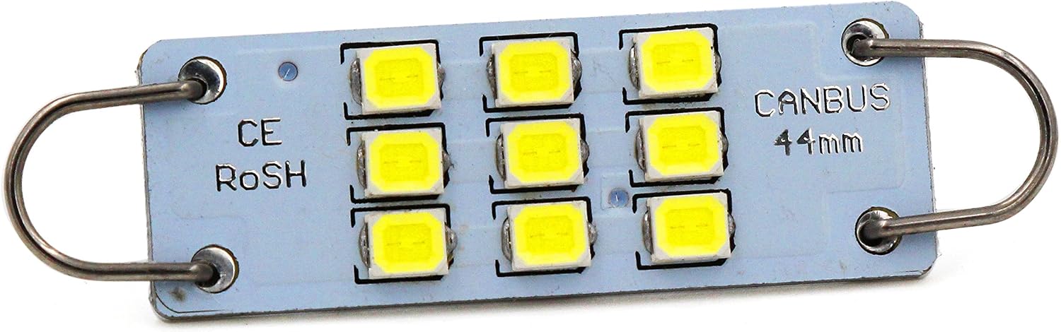 Alla Lighting Festoon 44mm 1.73" 3030 9-SMD Rigid Loop Extremely Super Bright White 561 562 567 564 LED Bulbs for Interior Map Dome Luggage Compartment Light Lamps Replacement