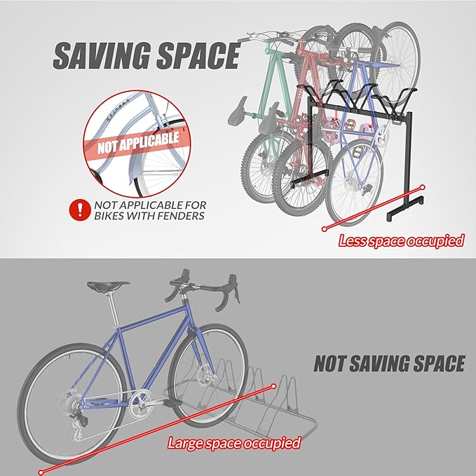 3 Bikes Floor Stand, Adjustable Bicycle Parking Rack - Image 4