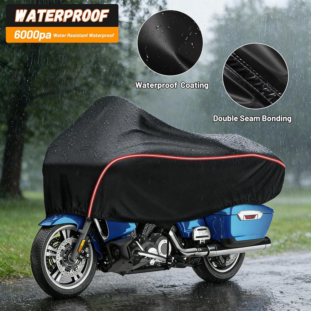 Motorcycle Half Cover Waterproof Windproof Outdoor Dustproof for Touring Models Road King Street Glide Road Glide and More, with Reflective Strip, Black