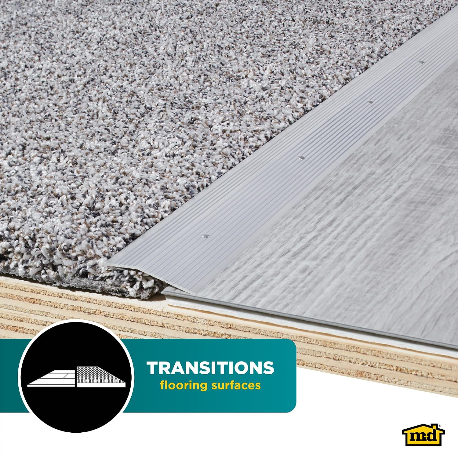 M-D Building Products 78212 Extra Wide Fluted 2-Inch by 36-Inch Carpet Trim, Silver