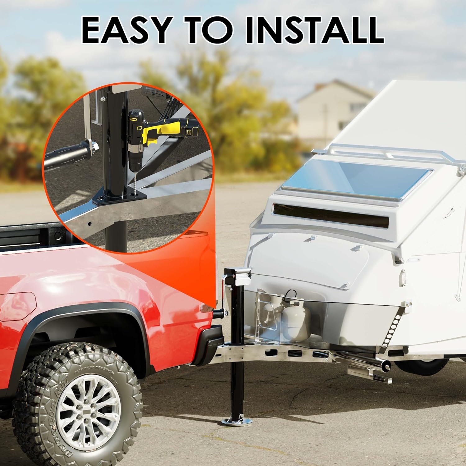 YOMILINK 5000 lbs A-Frame Trailer Jack, 15" Lift, Adjustable 5-Level Drop Leg, 5K Jack for RV Trailer Boat