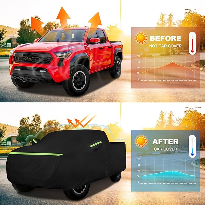 QUNSUNUS Car Cover for Toyota Tacoma 2005-2024, Waterproof Truck Cover - Image 6