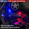 12PCS 5 Sides Full Angle RGB Motorcycle LED Underglow Kit with APP and 2 Remote Control,Brake Light Bright Waterproof Music Mode Easy Install Underglow Lights, Fit for Most Motorcycles Scooter
