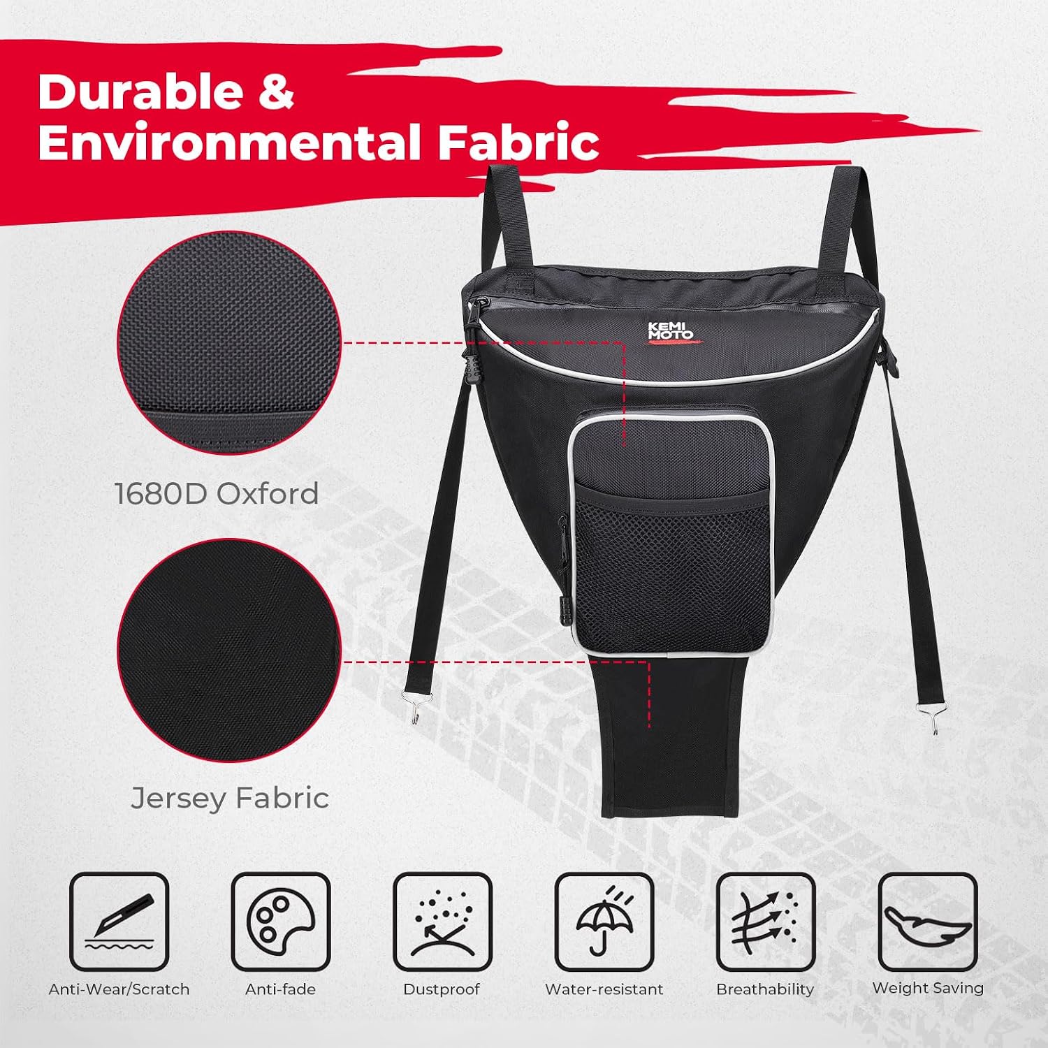 KEMIMOTO UTV Center Storage Bag 1680D High-Density Cab Pack Center Seat Bag | Compatible with Polaris RZR XP 1000 Turbo S 900 570 800 2014-2023 Storage Accessories with Multiple Pockets Easy Install
