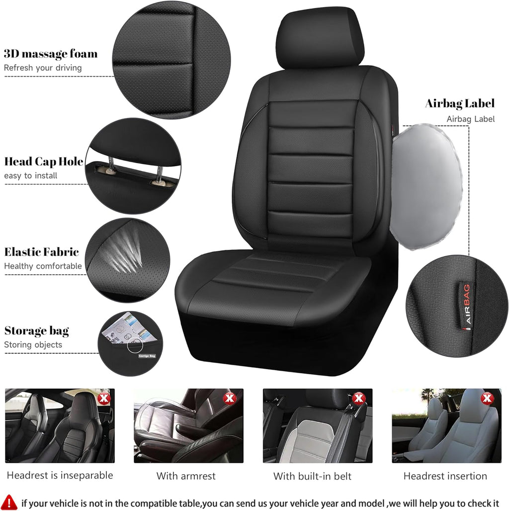 car pass faux leather car seat covers front, side view