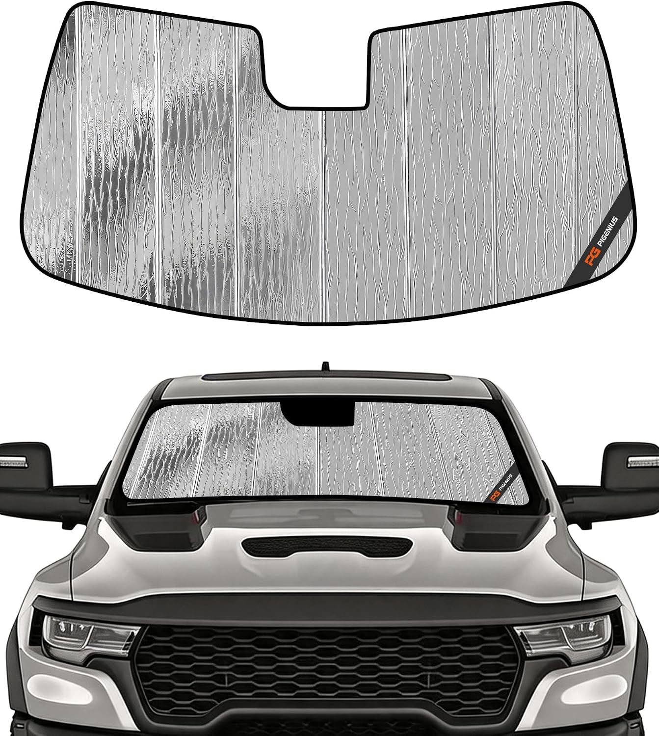 Pigenius Windshield Sun Shade for Ram 2500/3500/4500/5500 2025-2026, Custom Front Window Sunshade - AstraGuard
