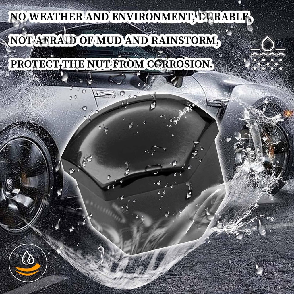 21mm Lug Nut Covers 20PCS Black Lug Nut Caps, Hexagonal Wheel Bolt Caps with Removal Tool, Dustproof & Rustproof Tire Hub Screw Protector, Universal Car Exterior Accessories for Most Cars