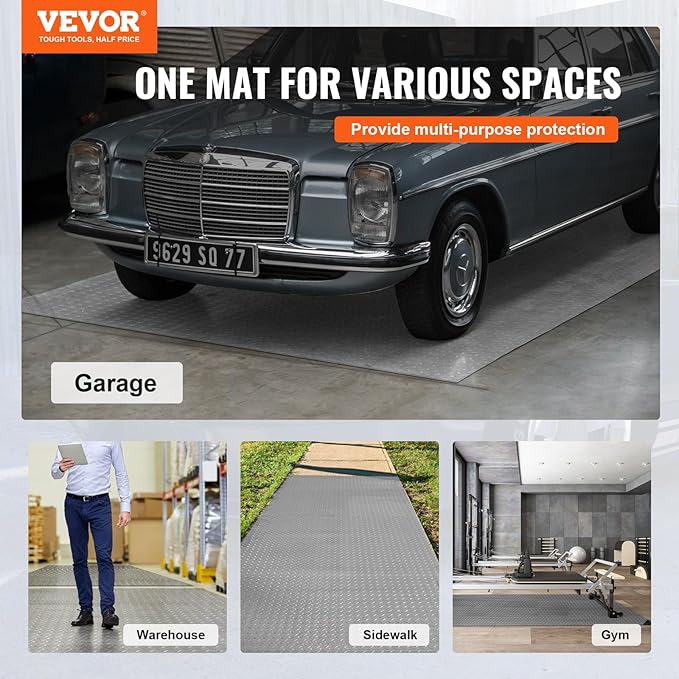 VEVOR Garage Floor Mat, 19 x 4.9 FT PVC Garage Flooring Roll, Non-Slip Diamond - Image 2
