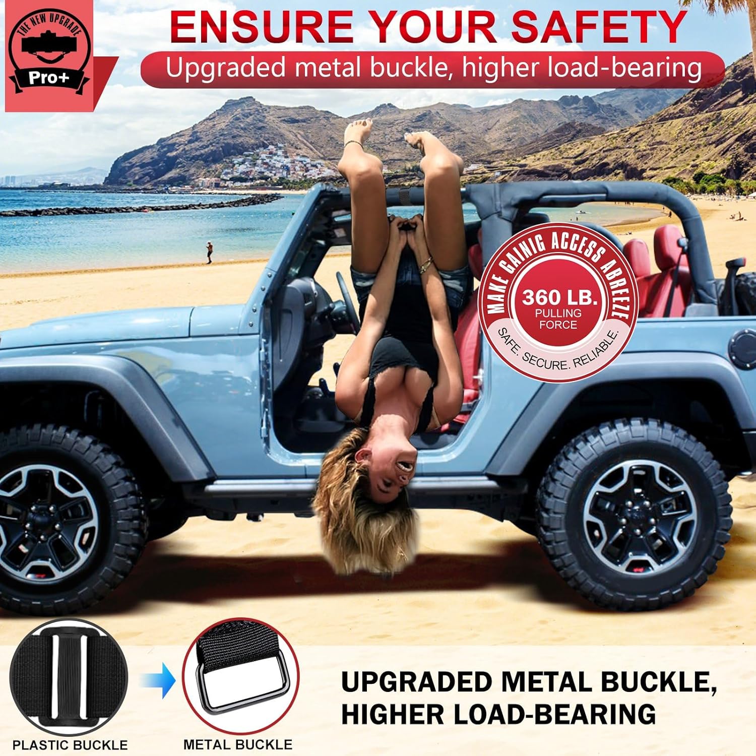 moveland Upgrade Roll Bar Grab Handles - Paracord Grab Handles for 1955-2023 Jeep Wrangler JL, JK, TJ, YJ & Jeep Gladiator Accessories - Premium Grade Nylon Materials, Strong(Black)