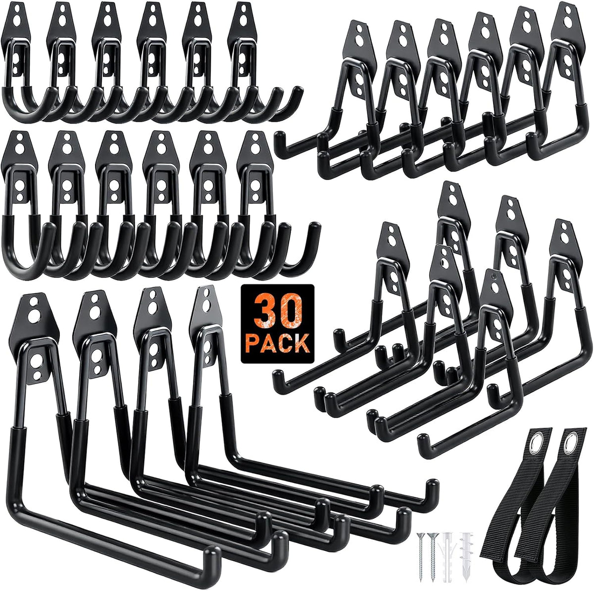 housolution steel garage hooks - 30pack anti-slip coating, main product view