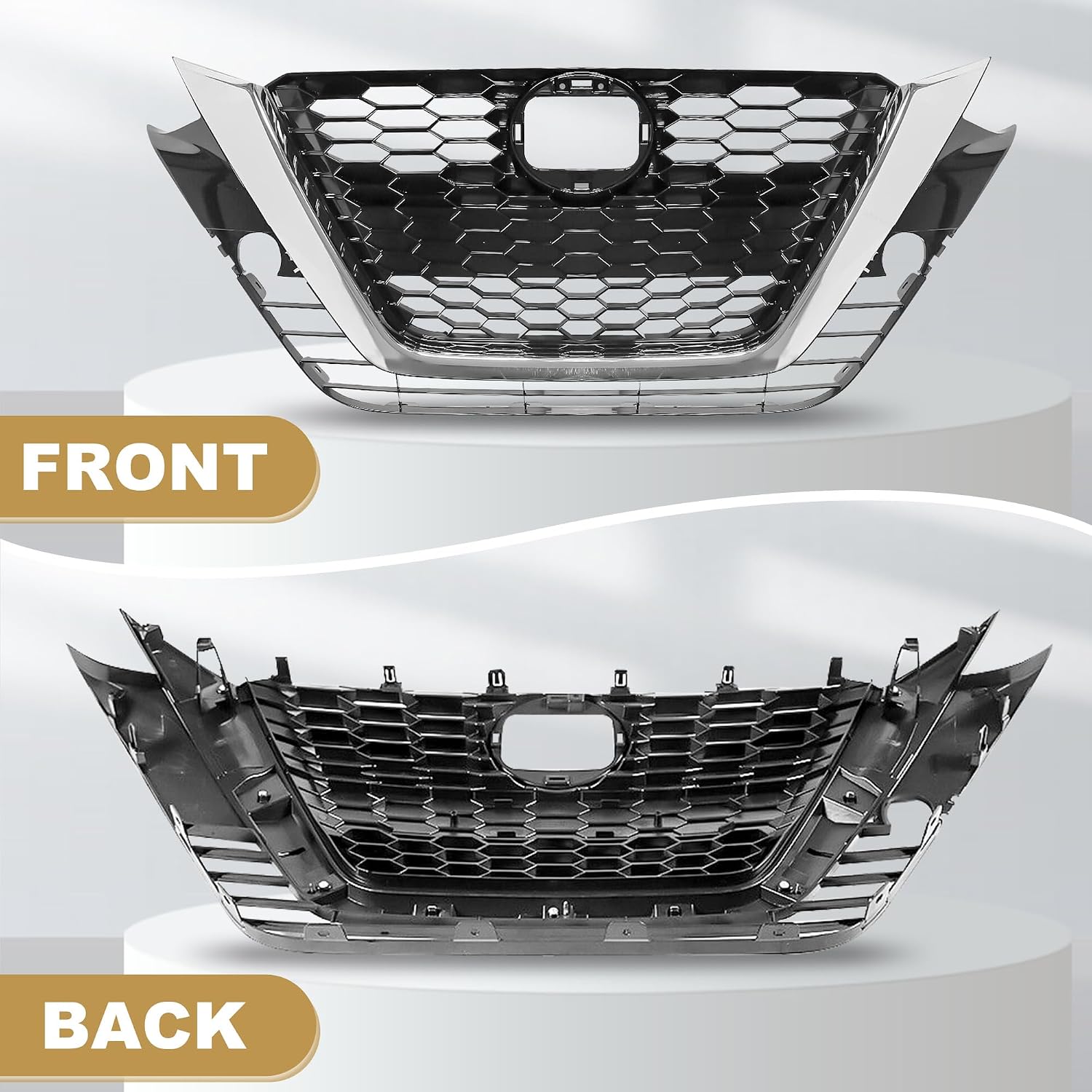 PartsFlow Front Upper Bumper Grille Hood Mesh Grill Assembly Compatible with 2019 2020 2021 2022 Nissan Altima S SL SV NI1200292,623106CA1A