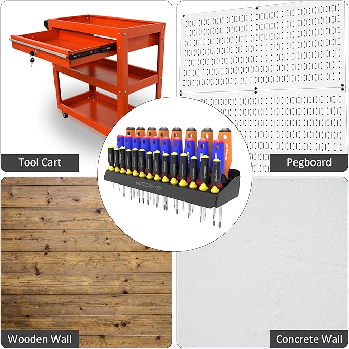 UNITEDPOWER Screwdriver Holder, Wall Mount Storage Rack Organizer