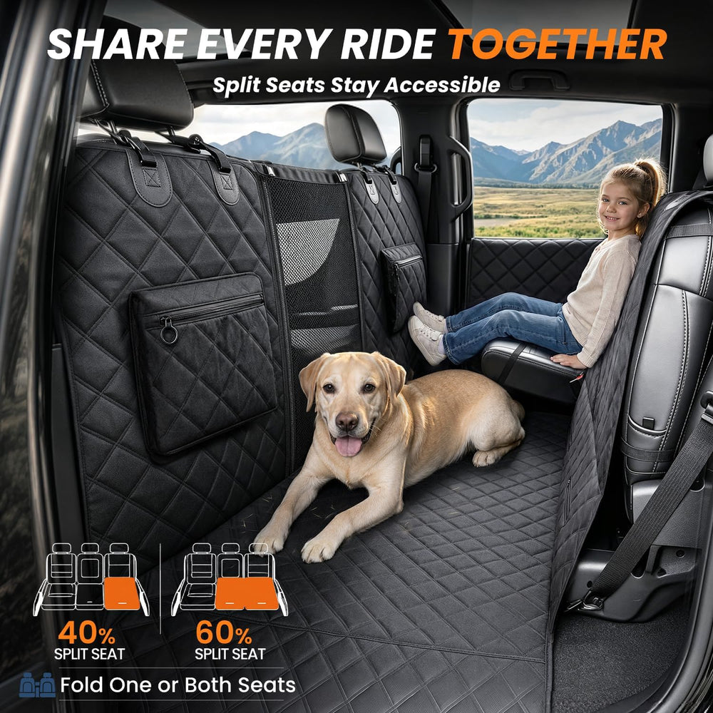 REEVAA Dog Truck Floor Cover with Door Protection, for Back Seat, XL,Black