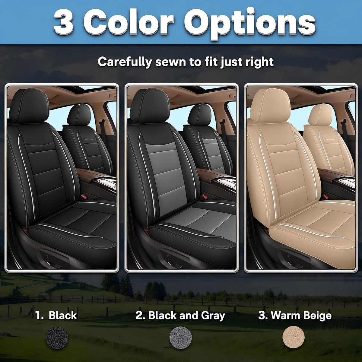 yorkneic car seat covers 5 seats set for, front angle view