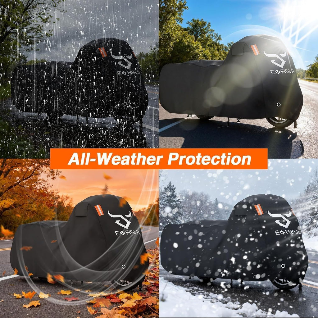 EVRBUL Motorcycle Cover Compatible with Harley Davidson Touring Models Road Glide Road King Electric Glide Heritage Classic Heavy Duty 420D Waterproof Outdoor Motor Sun Cover Protection