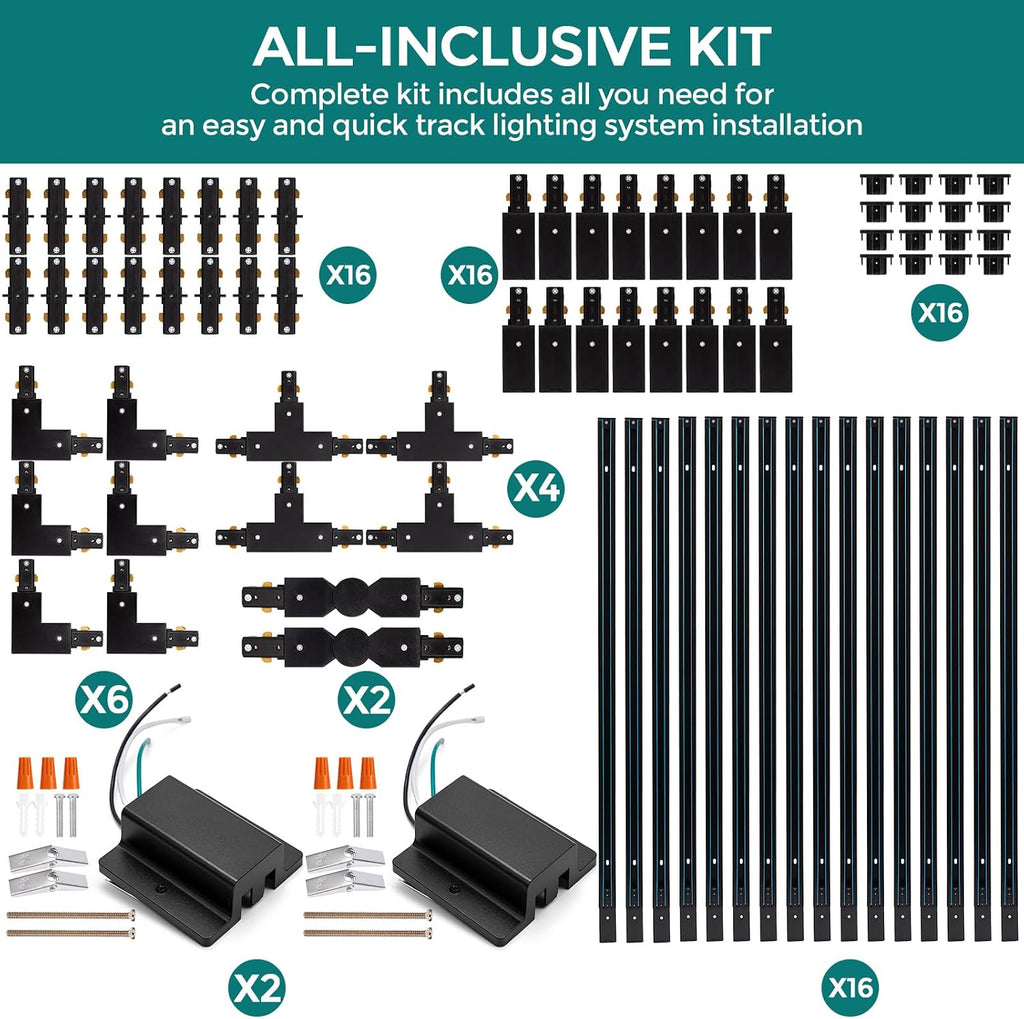 h track lighting rails kit - icreating 52.5ft shown in use