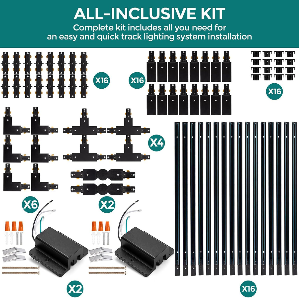 h track lighting rails kit - icreating 52.5ft shown in use