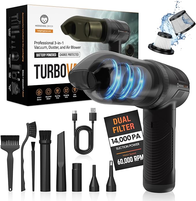 Hedgehog TurboVAC 3 in 1 Portable Car Vacuum Cleaner, Blower & Air Pump by HedgehogDryer
