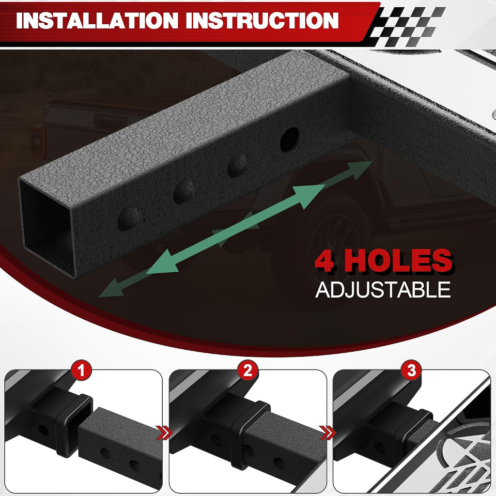 Hitch Step Trailer Hitch Step Fit for 2 Inch Receiver with Pin Lock, Textured Powder Coated, Stainless Steel Panel, 350lbs Maximum Load