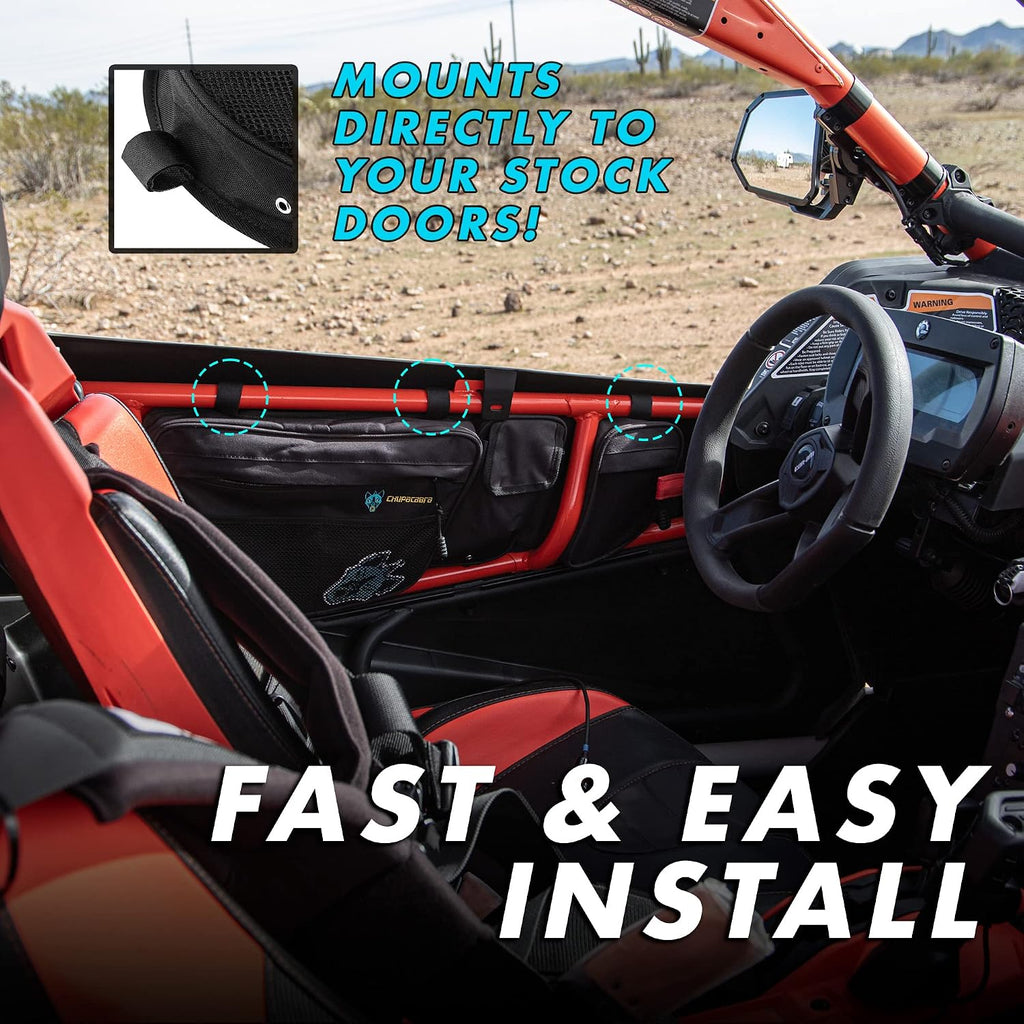 Chupacabra Offroad X3 Front Door Bags - Maverick X3 MAX Turbo R X DS RS RR XMR XRC 2017 2017-2022 Door Storage Bags (Driver and Passenger Side Door Bags)