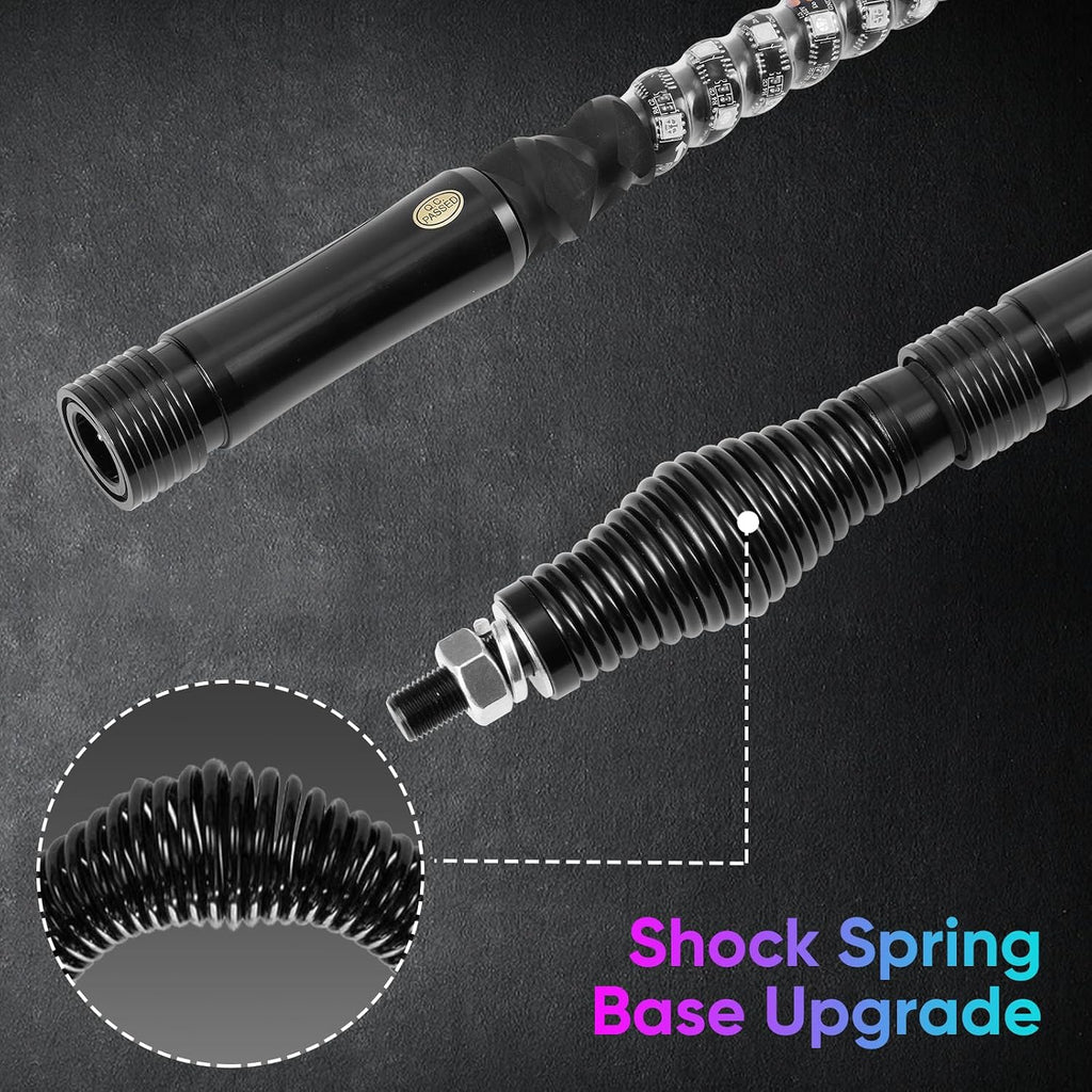 2PCS 4FT Whip Light and 4PCS Rock Light Combo Kit with Spring Base, Switch, App Control, Universal for UTV/ATV/RZR/SxS/Can-am