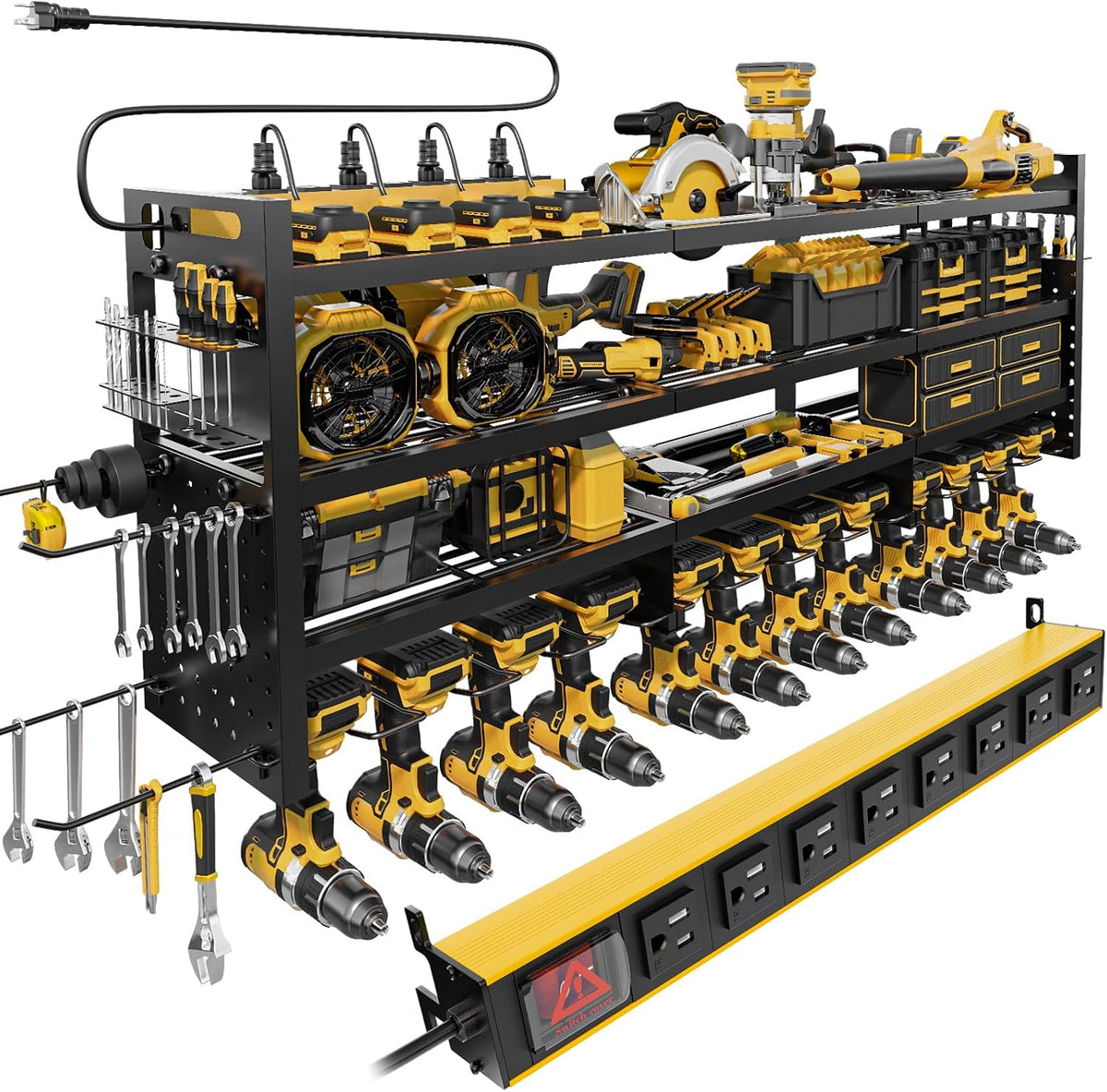 large 49''wide power tool organizer wall mount, charging, main product view
