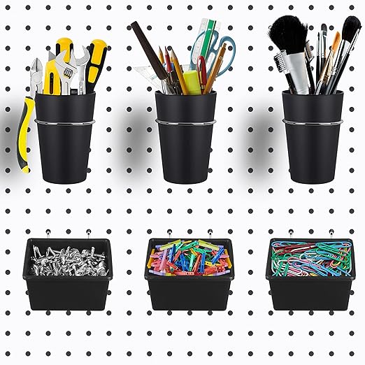 6 Sets Pegboard Bins Pegboard Cups by Kuhome
