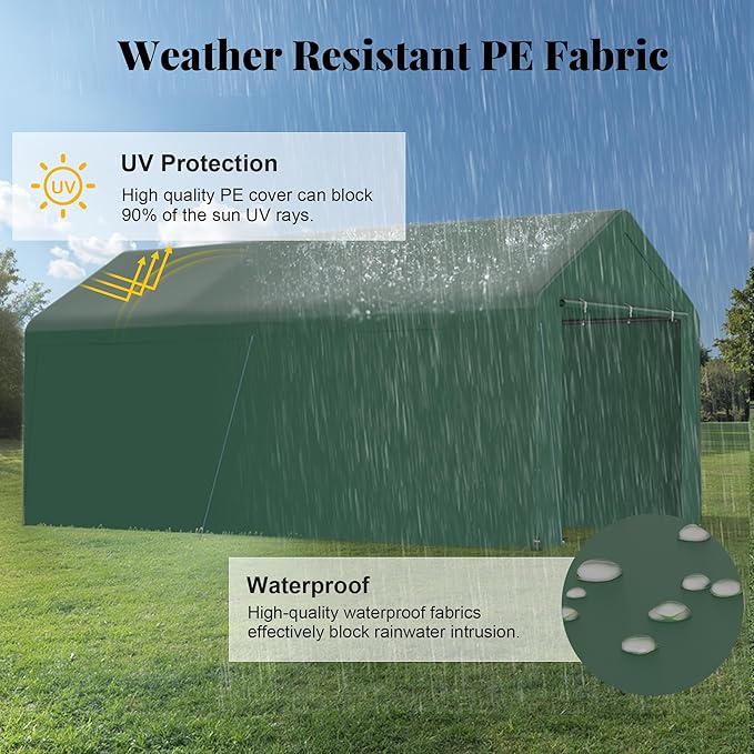 GOJOOASIS 10x20 Carport Heavy Duty Portable Garage Shelter Metal Car Canopy Tent - Image 4