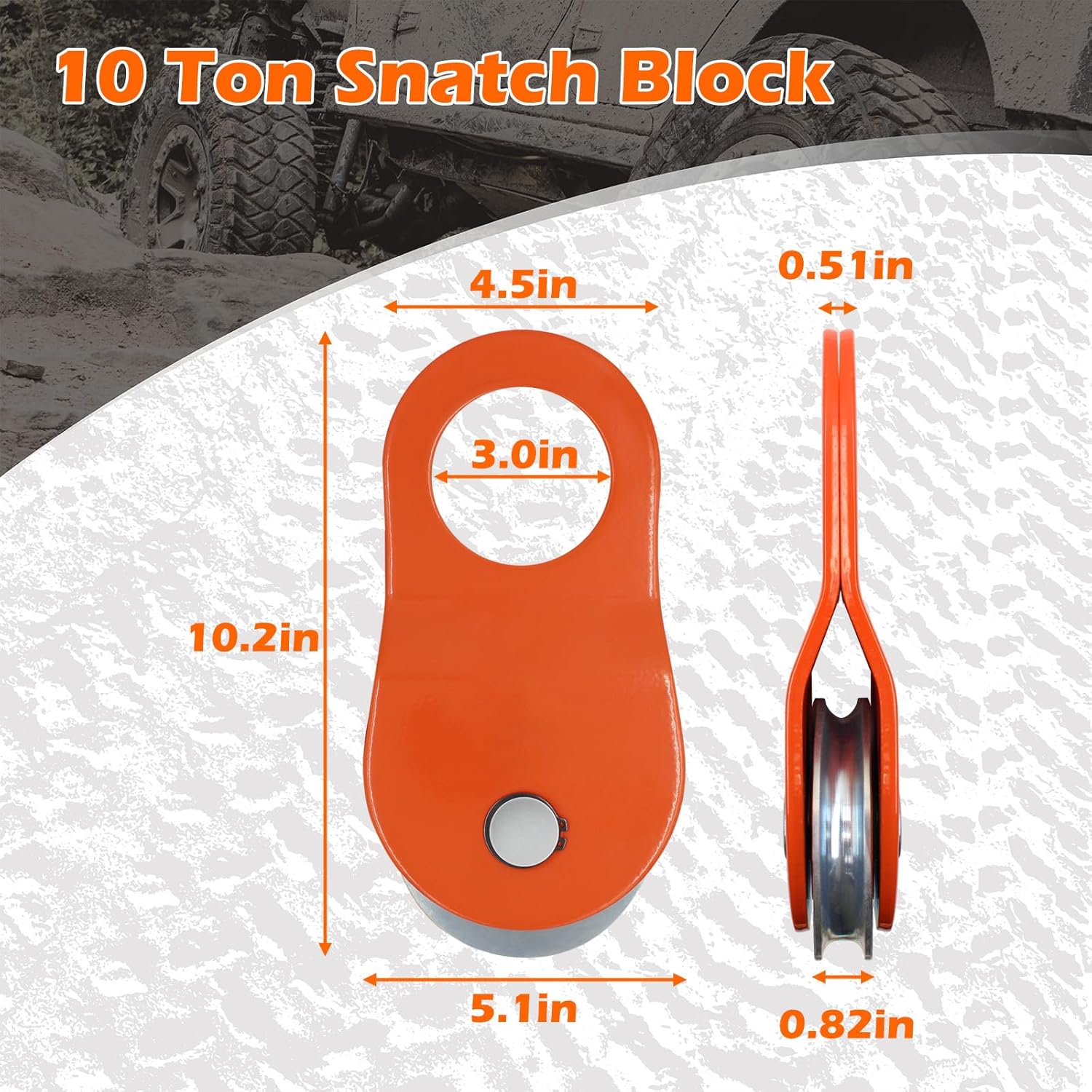 Offroad Recovery Strap Kit, 3" x 30ft Tow Strap+10 Ton Snatch Block Pulley+D Ring Shackles+Bag, 4x4 Winching Accessories