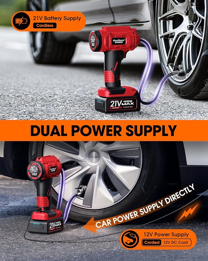 Cordless Tire Inflator Portable Air Compressor, 160PSI Car Tire Air Pump