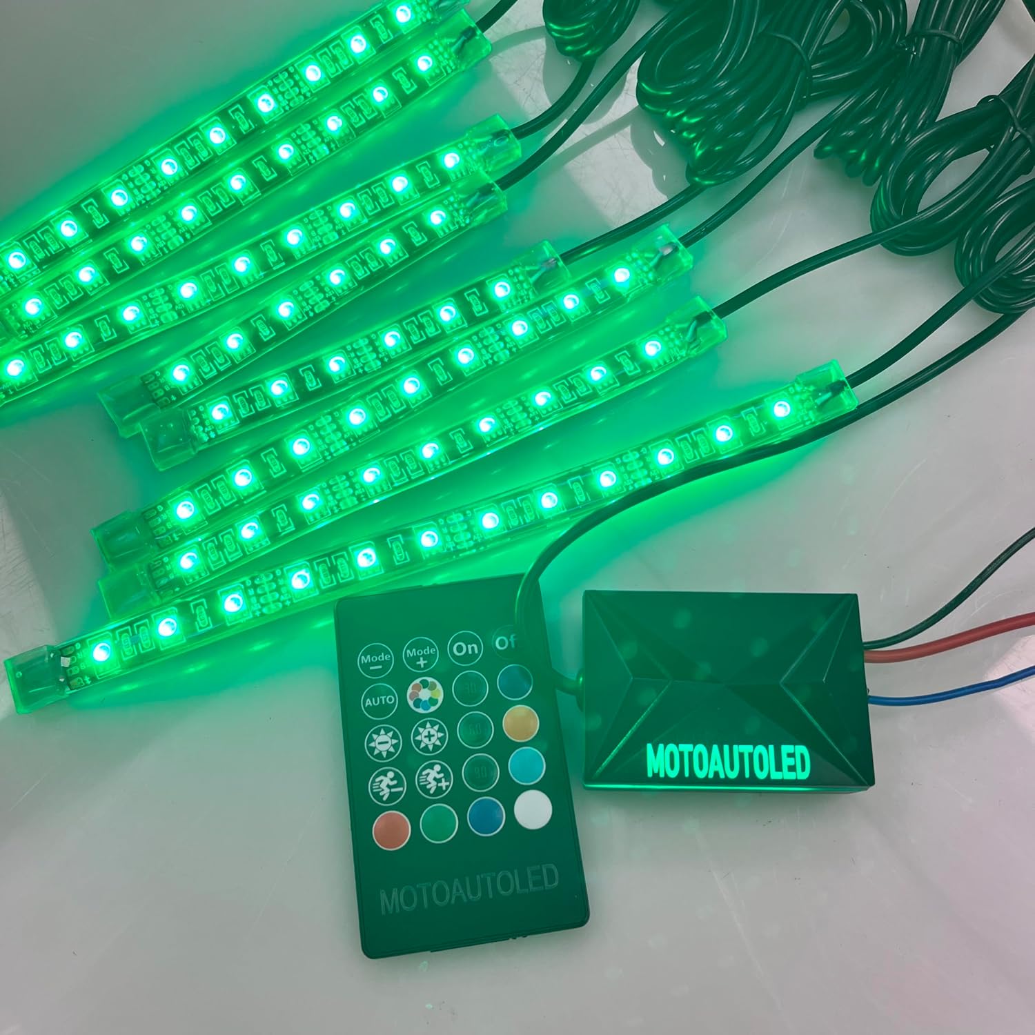 16Pcs RGB Motorcycle LED Underglow Kit Strips Waterproof Multi Color Music Accent Light APP Brake Signal Remote Control Accessories for ATV Can-Am Harley Davidson Honda Kawasaki Suzuki