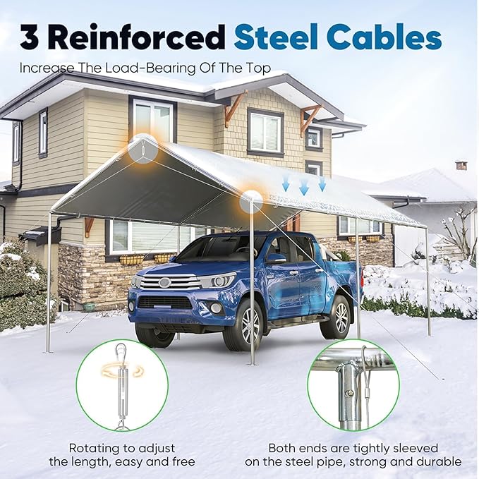 Quictent 10x20 ft Heavy Duty Car Canopy Galvanized Frame Carport Outdoor Party - Image 5