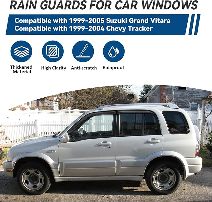 4pcs Front+Rear Smoke Tint Sun/Rain Guard Outside Mount Tape-On Vent Window - Image 2