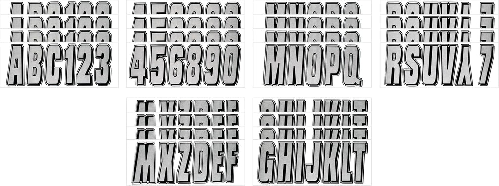 Hardline Products USA Series 320 Boat Registration Numbers Kit - 3 Inch Silver/Black Marine Vinyl Decals - USCG Compliant Lettering for Hull, PWC & Jet Ski - Fuel & Fade Resistant