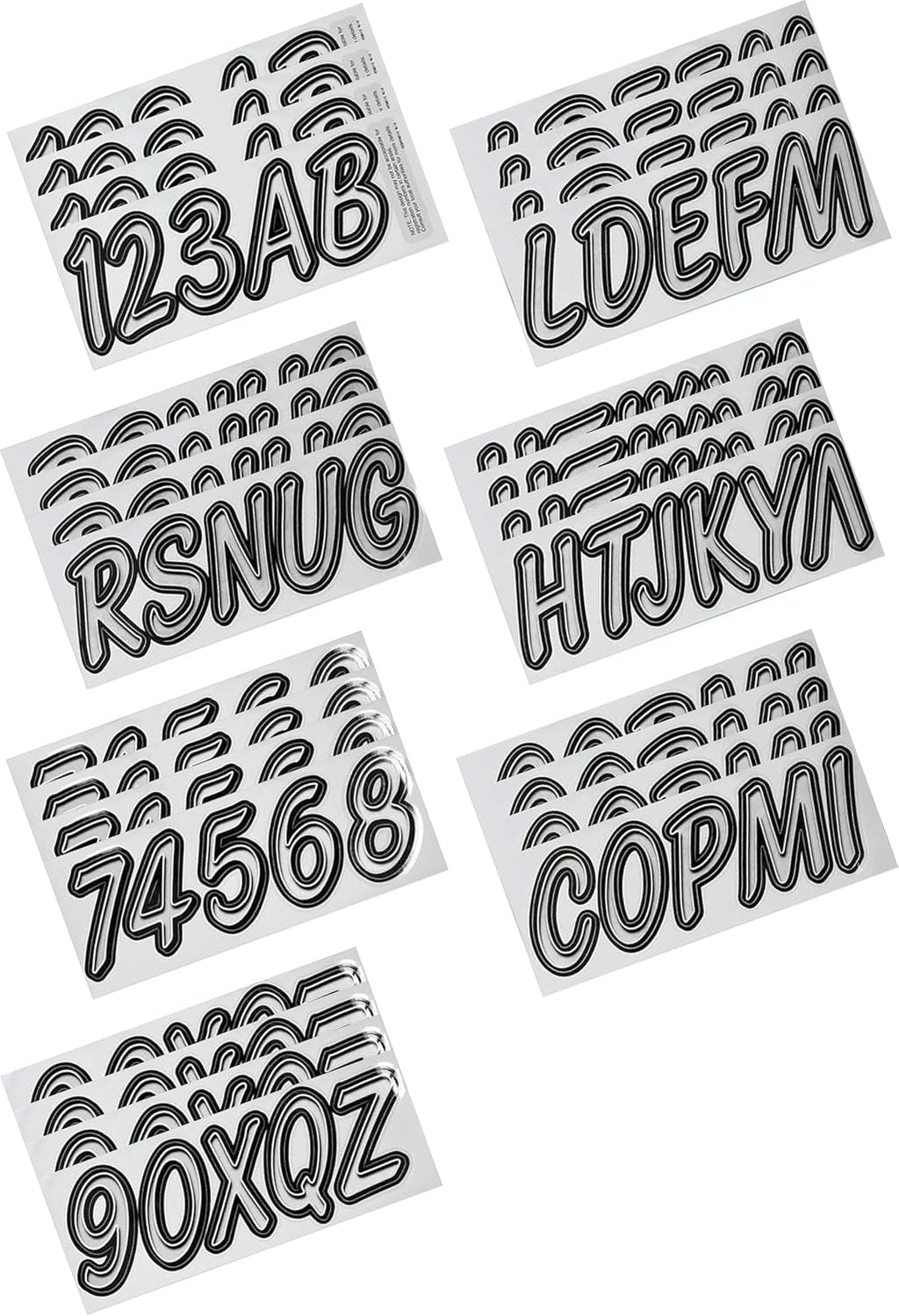 Hardline Products USA Series 400 Boat Registration Kit - 3 Inch Silver/Black Lettering & Numbers - UV Resistant Marine Vinyl Decals for Boats, Jet Skis & PWCs - US Coast Guard Compliant - Complete Set