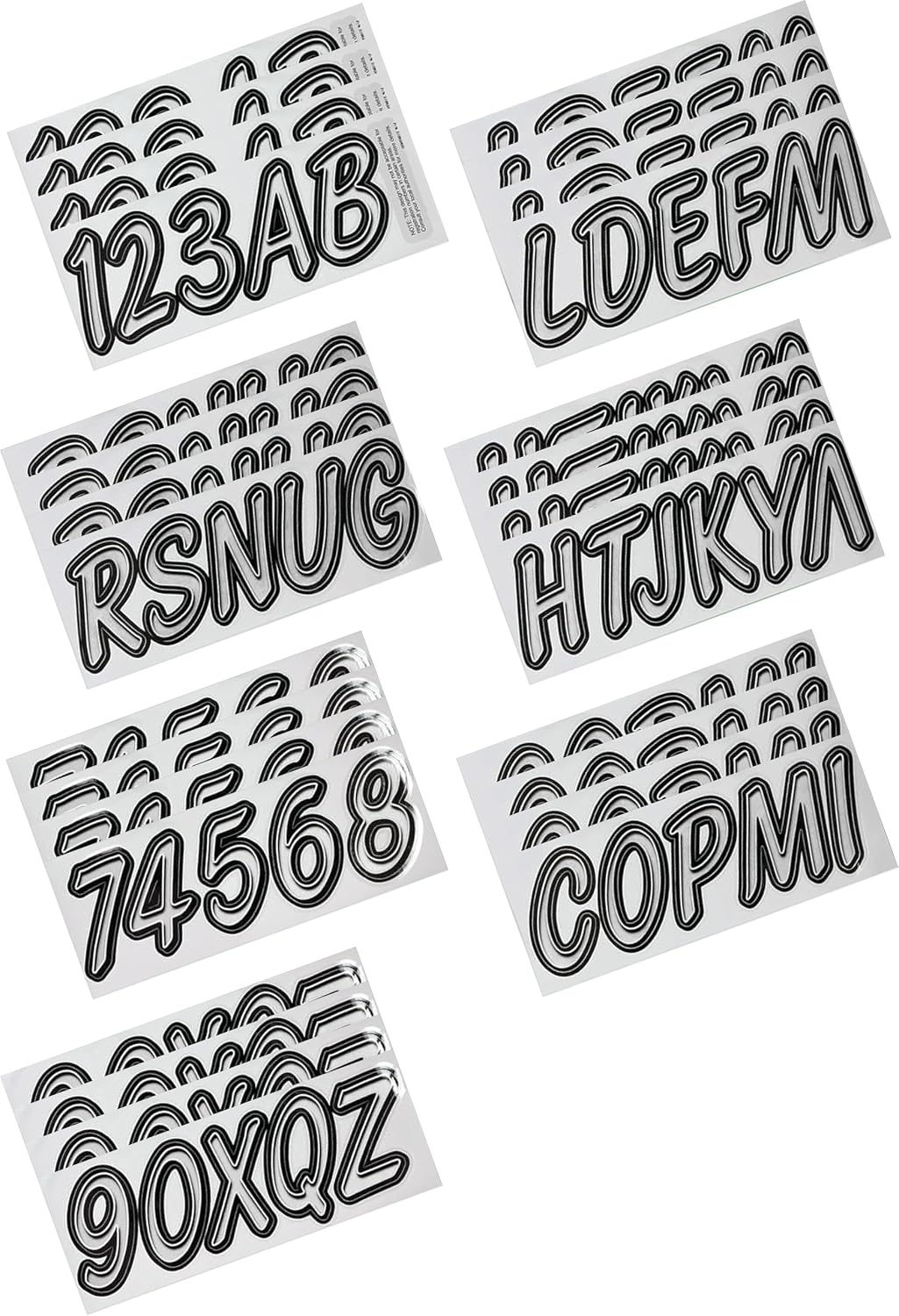 Hardline Products USA Series 400 Boat Registration Kit - 3 Inch Silver/Black Lettering & Numbers - UV Resistant Marine Vinyl Decals for Boats, Jet Skis & PWCs - US Coast Guard Compliant - Complete Set