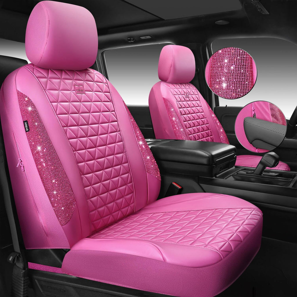 car pass hot pink bling diamond leather car shown in use