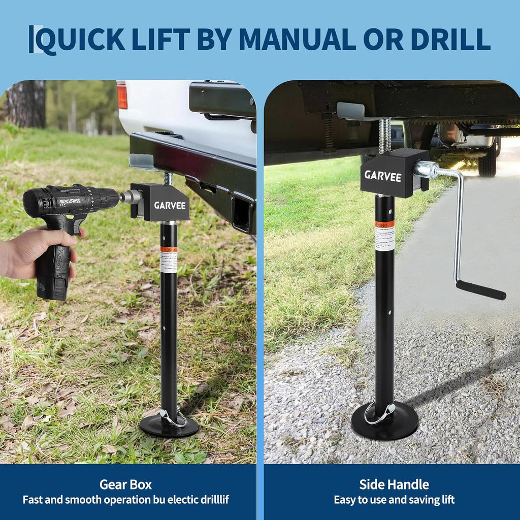 Garvee RV Slide Out Support Jacks (Set of 4) - 20,000lb Heavy Duty Rv Stabilizer Jacks Support, 21"-49" Quick-Lift Adjustable - Power Drill & Hand Crank Compatible for Campers, Travel Trailers & RVs