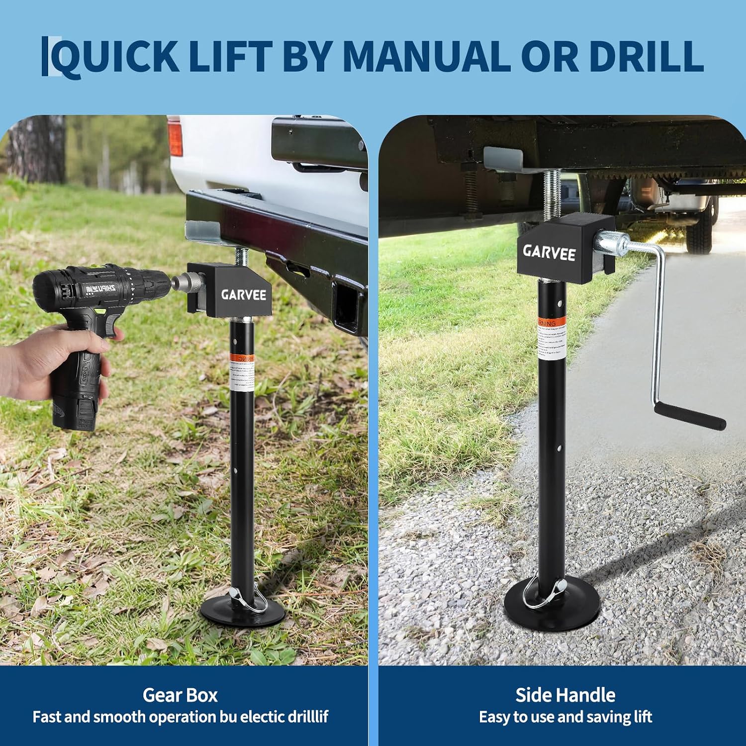 Garvee RV Slide Out Support Jacks (Set of 4) - 20,000lb Heavy Duty Rv Stabilizer Jacks Support, 21"-49" Quick-Lift Adjustable - Power Drill & Hand Crank Compatible for Campers, Travel Trailers & RVs