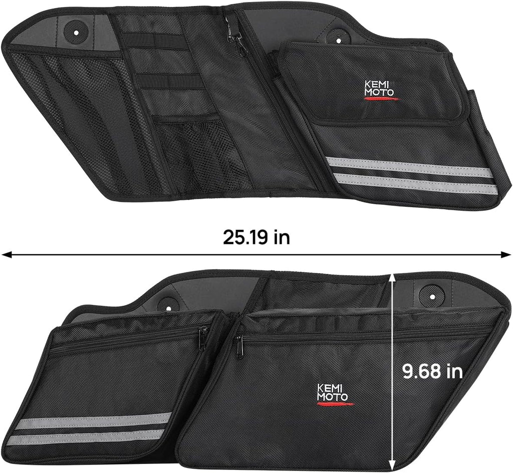 KEMIMOTO Motorcycle Saddlebag Organizers 2 Pack Compatible with Touring Models 2014-2024 2025 Street Glide Road King 2014-2023 Road Glide Black Saddle Bag Liners