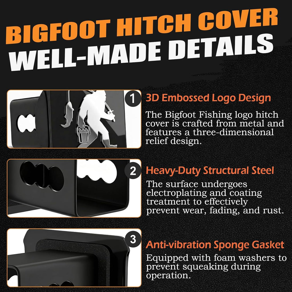 Bigfoot Fishing Hitch Cover for 2 Inch Receivers with 5/8-Inch Pin Diameter Anti-Theft Hitch Lock