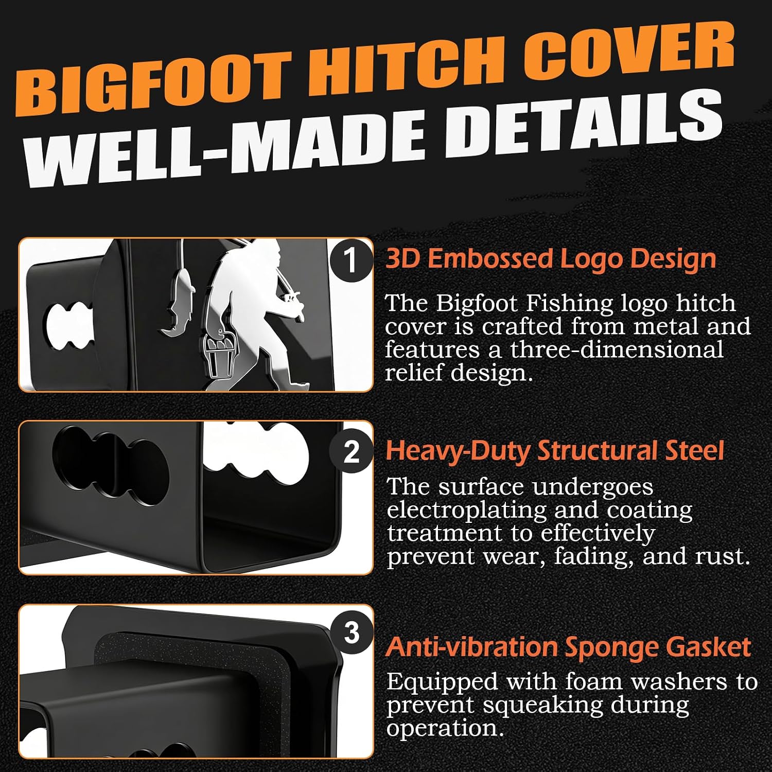Bigfoot Fishing Hitch Cover for 2 Inch Receivers with 5/8-Inch Pin Diameter Anti-Theft Hitch Lock