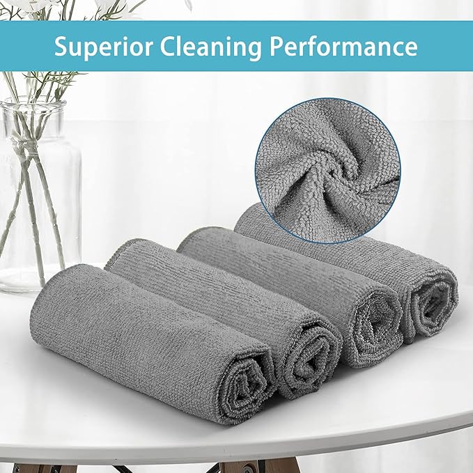 HOMEXCEL Grey Microfiber Cleaning Cloth, 8 Pack Cleaning Towels - Image 2